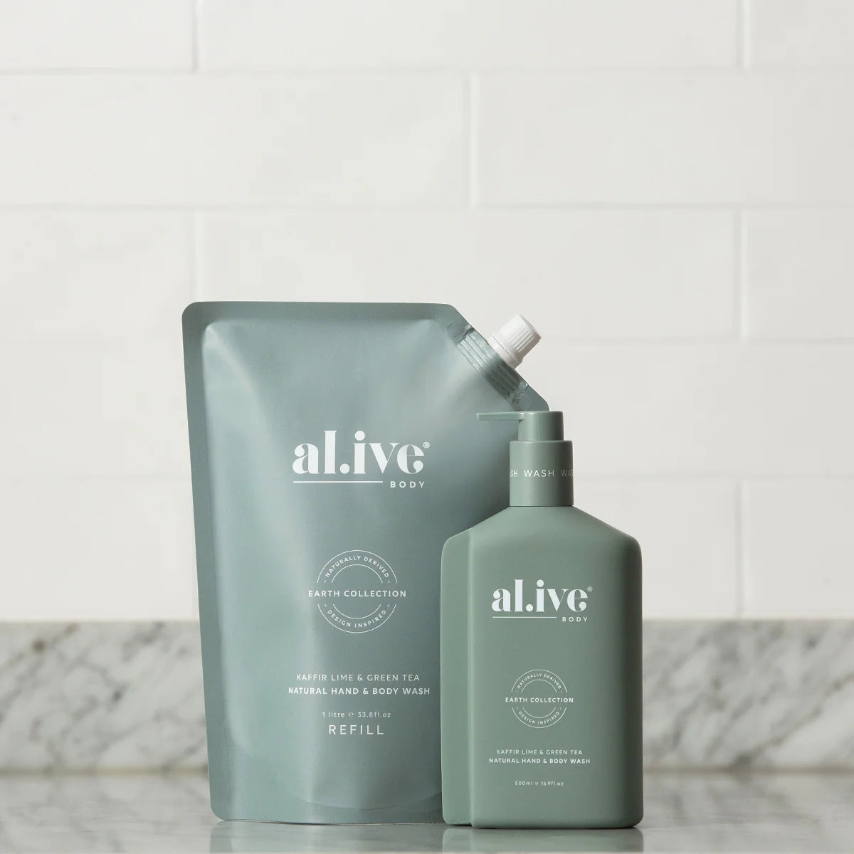 al.ive 1L Hand and Body Wash Refill in Kaffir Lime and Green Tea