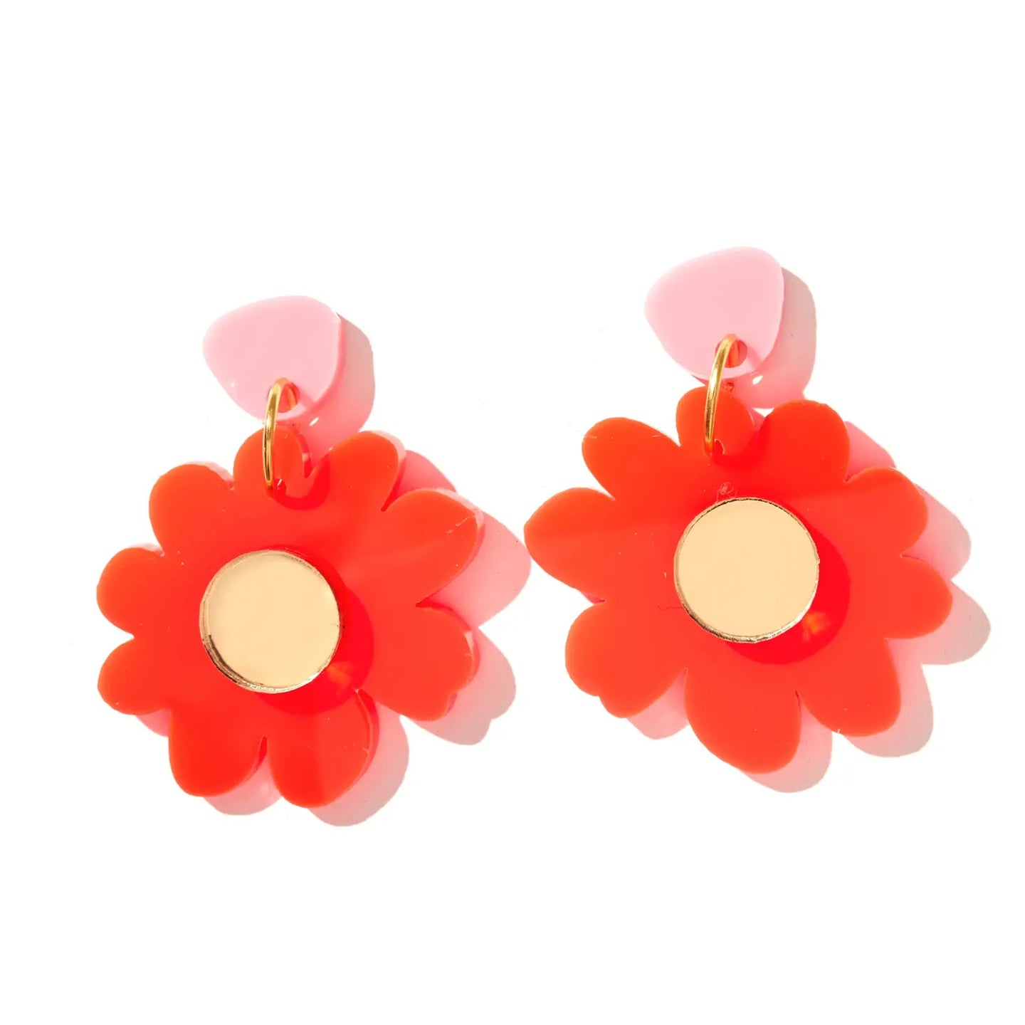 Emeldo Millie Flower Earrings in Neon Red