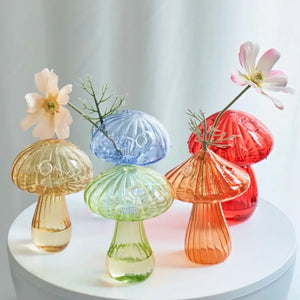Glass Mushroom Bud Vase in Light Brown