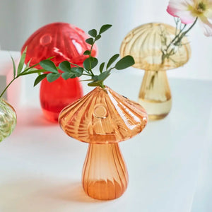 Glass Mushroom Bud Vase in Yellow