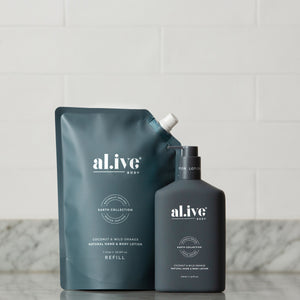 al.ive 1L Hand and Body Lotion Refill in Coconut and Wild Orange