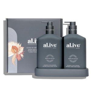 al.ive Wash & Lotion Duo + Tray in Coconut and Wild Orange