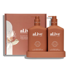Load image into Gallery viewer, al.ive Wash &amp; Lotion Duo + Tray in Fig, Apricot &amp; Sage
