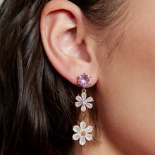 Load image into Gallery viewer, Jolie &amp; Deen Crystal Flower Earrings in Pink
