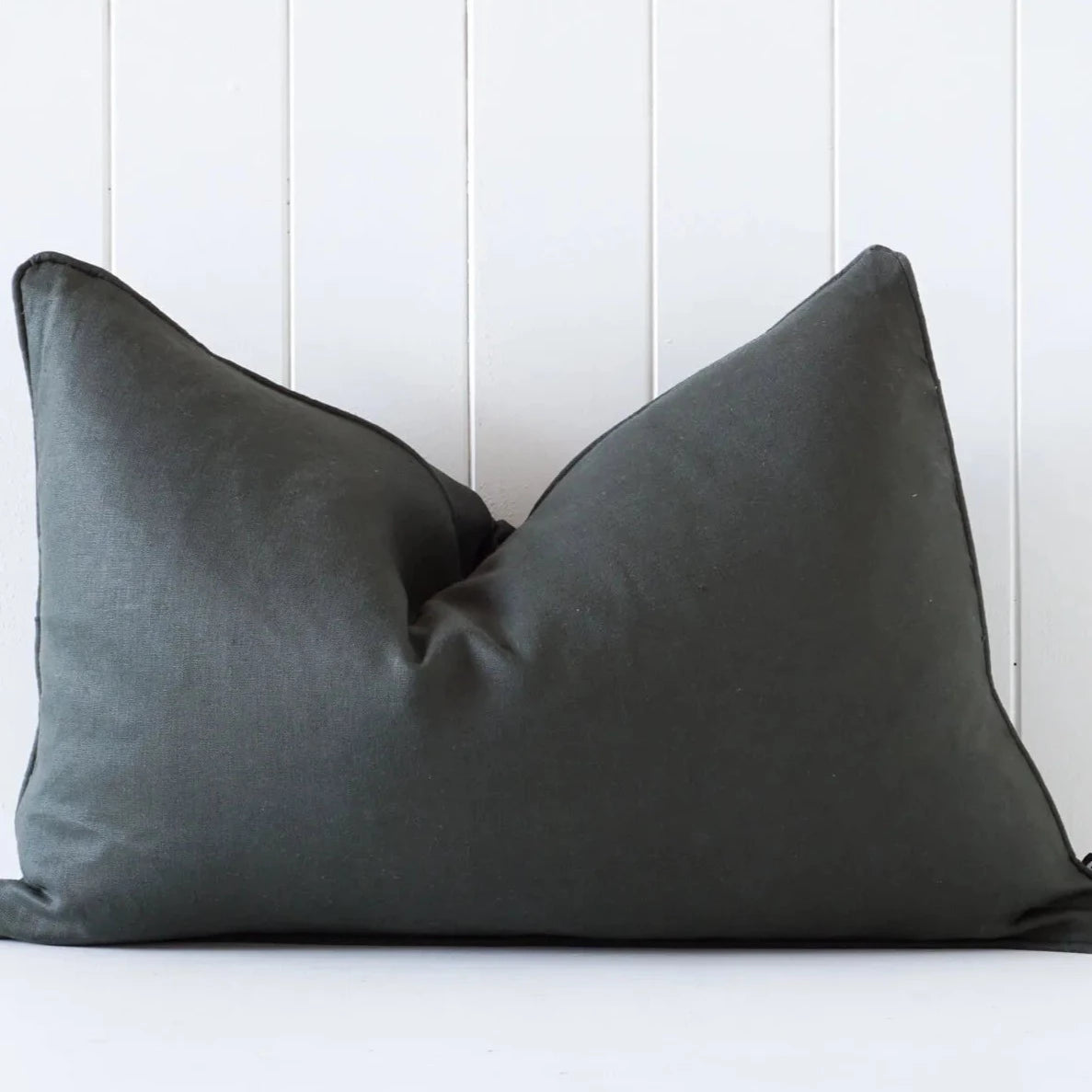 Seaweed Green Linen Cushion with Feather Insert