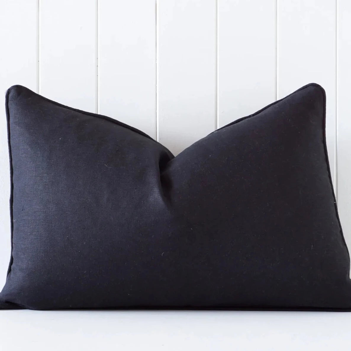 Black Linen Cushion with Feather Insert