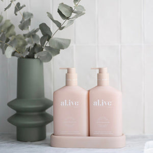 al.ive Wash & Lotion Duo + Tray in Applewood & Goji Berry