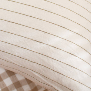 Bombora Linen Cushion in Olive Pinstripe