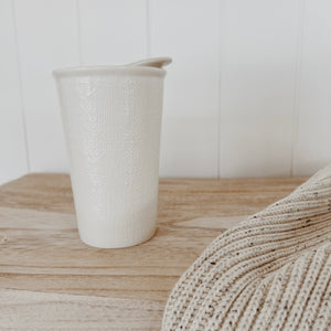 Ceramic Keep Cup in White Linen