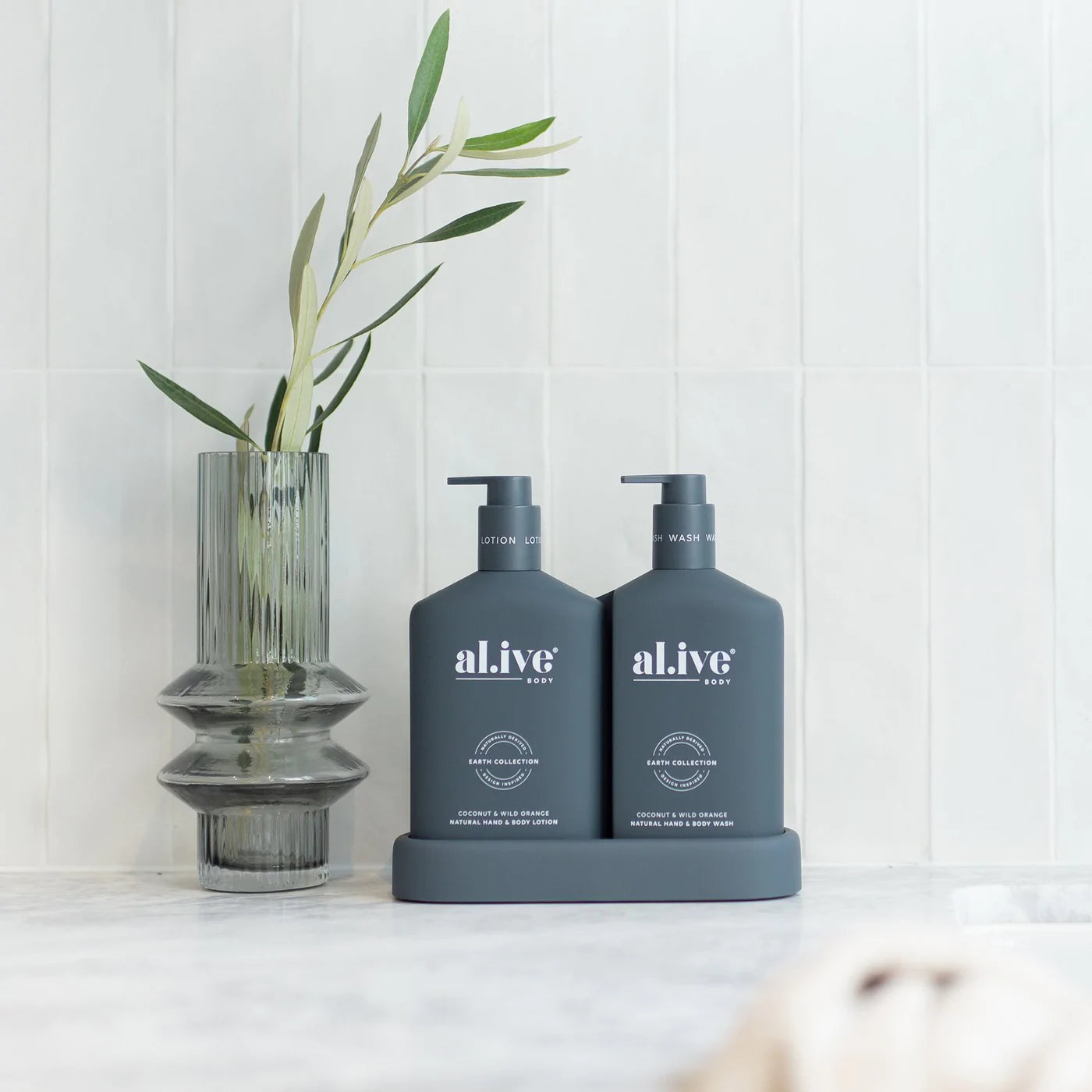 al.ive Wash & Lotion Duo + Tray in Coconut and Wild Orange